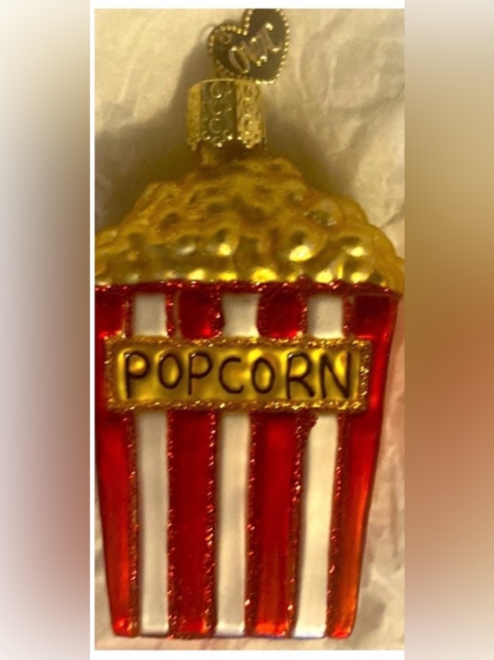 Old World Christmas Glass Blown Popcorn
Ornament. 3.5"